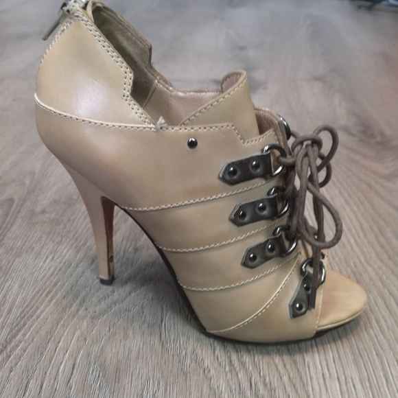 Vintage Jean Michel Cazabat re-owned NUDE lace up platform open toe shoes - Picture 1 of 7